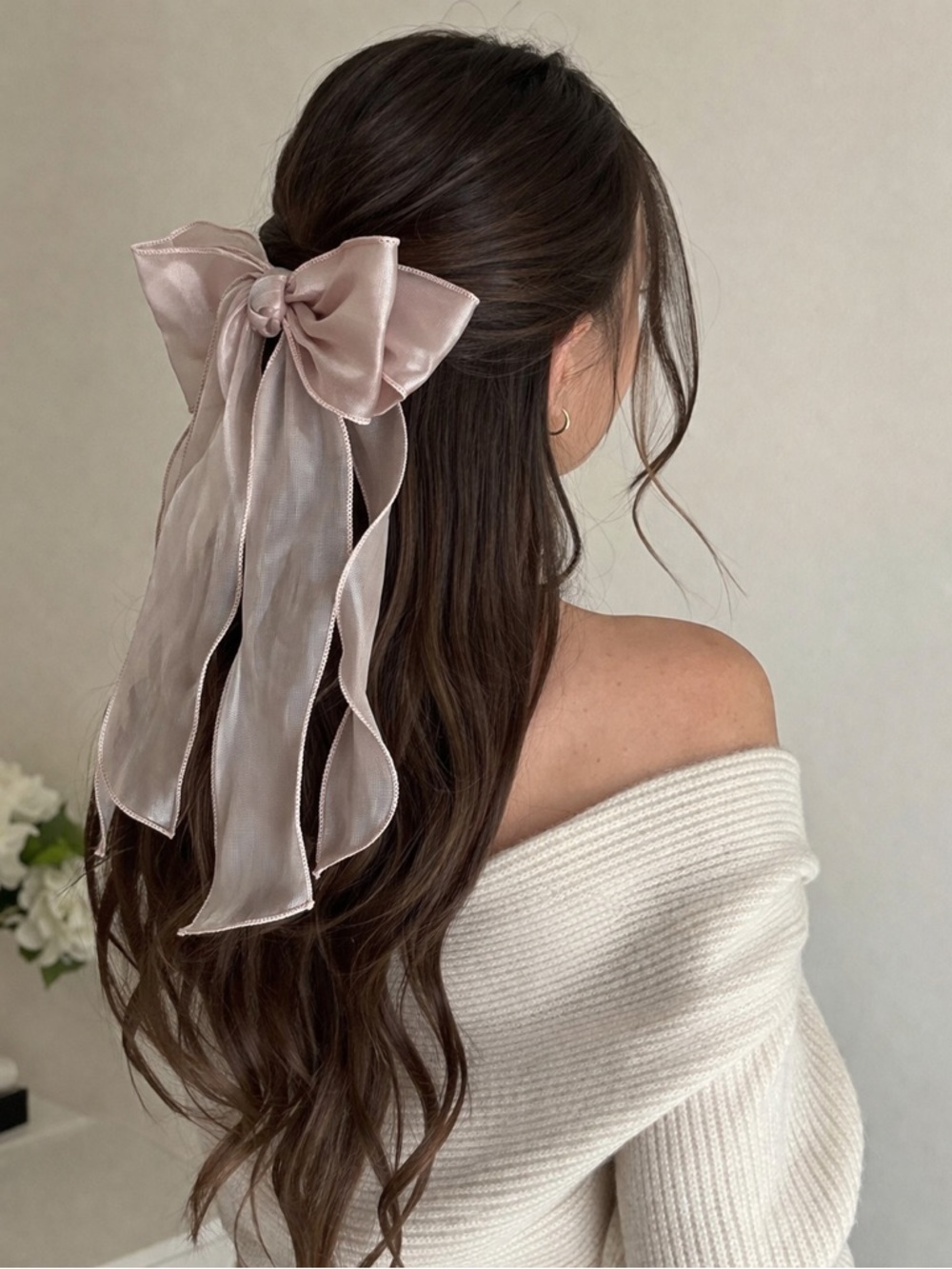 Blush Pink Sheer Organza Hair Bow Clip | Romantic Soft Girl